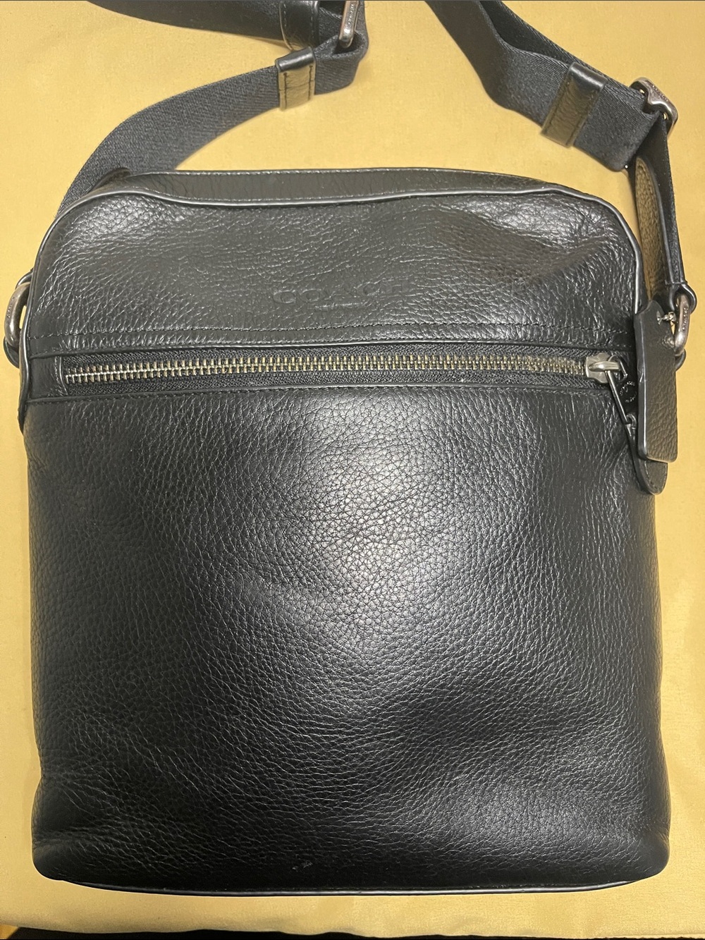 Coach Men’s Houston Black Pebbled Leather Flight Crossbody Bag - Picture 4 of 16